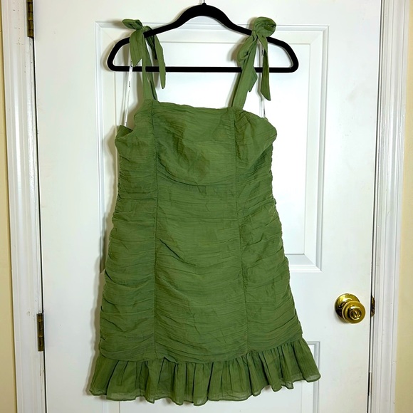 MINKPINK Little Darling Cotton Printed Green Ruched Dress - Picture 2 of 5